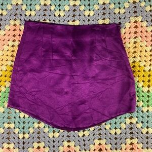 Zara Satin Effect Lilac Purple Medium Women's Mini Skirt pencil asymmetrical